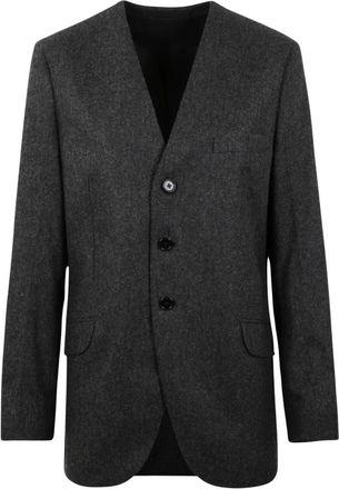 Jil Sander Wol Gekamd Jas - Dames - Blazers - Grijs - L - Wol - Jassen