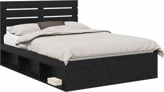vidaXL Bed Frame with Headboard Black 140 x 200 cm Solid Pine Wood vidaXL