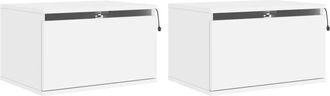 vidaXL Vidaxl - Wall-mounted Bedside Cabinets with led Lights 2 pcs White