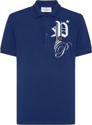 Philipp Plein Polo Shirt SS Gothic Plein - Heren - Polos - Blauw - XS - Katoen - Tops
