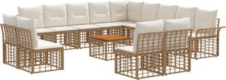 vidaXL Conjunto De Sof&aacute;s De Exterior 14 Uds. 13 Plaza Natural Y Crema Vidaxl