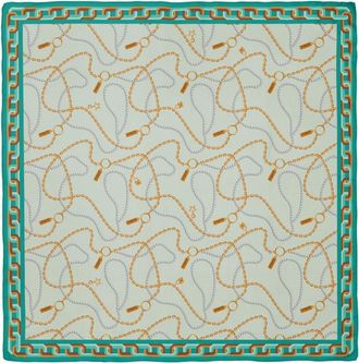 Le Parmentier Groene Zijden Sjaal met Ketting & Parels - Dames - Zijden sjaals - Groen - ONE Size - Accessoires