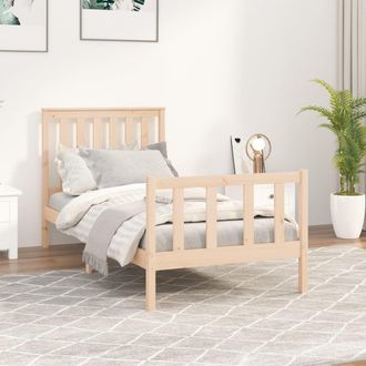 Berkfield Home Bed Frame with Headboard 100x200 cm Solid Wood Pine in Brown