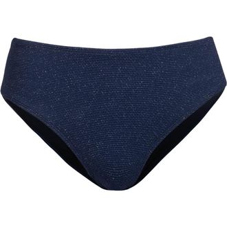 Change of Scenery Classic Midrise Bikini Bottom with Full Coverage in Marine Blue Metallic at Nordstrom, Size Large