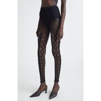 Comme Des Gar&ccedil;ons Cotton & Nylon Lace Leggings in Black at Nordstrom