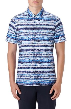 Bugatchi Hendrix Digital Abstract Print Cotton Polo in Classic Blue at Nordstrom, Size Xx-Large