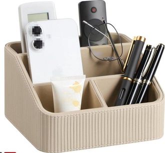 No Brand Estante Organizador Para 4 Mandos A Distancia - Piel Sint&eacute;tica - Beige
