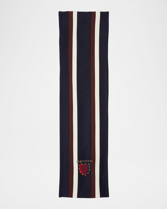 Alexander McQueen Striped Scarf W/ Logo Crest