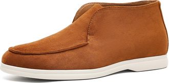 Generic Mens Suede Chelsea Boots Comfort Round Toe Slip on Anti-Slip Formal Business Ankle Boots,Brown,10.5 UK