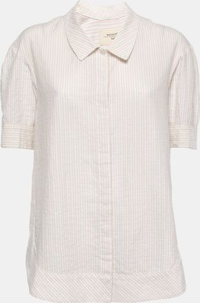 Max Mara White Striped Cotton Button Front Shirt