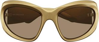 Balenciaga BB0228S004 Geometric Full Rim Sunglasses - Gold