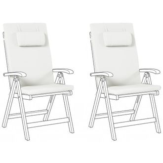 Beliani Conjunto De 2 Cojines Para Silla De Jard&iacute;n Asiento Y Respaldo Acolchado Con Reposacabezas Blanco Crema Java/amantea Premium