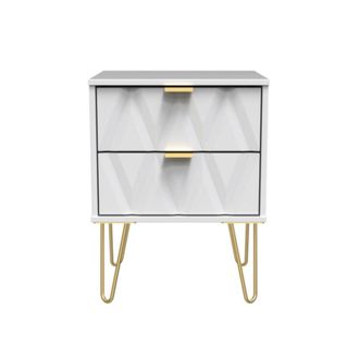 Welcome Furniture Glitz Ready Assembled Bedside Table with 2 Drawers - White Matt & White - Welcome Furniture | TJ Hughes