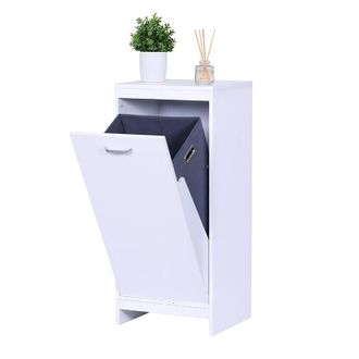 Relaxdays Armadio portabiancheria Relaxdays, sacco estraibile da 48 l, HLP: 90 x 40 x 35 cm, bianco