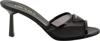 Prada High Heel Sandalen - Dames - Muiltjes - Zwart - 37 EU - Schoenen