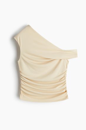 H&M Drapiertes One-Shoulder-Top - Hellbeige