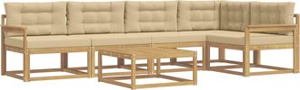 vidaXL Conjunto De Sof&aacute;s De Exterior 6 Uds. Y Beige Poli&eacute;ster Vidaxl