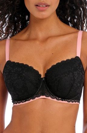 Freya Offbeat Underwire Padded Half Cup Bra in Black at Nordstrom, Size 38Dd