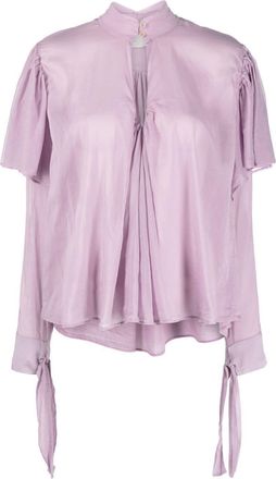 Forte_Forte ruffled draped blouse - women - Silk/Cotton - 0 - Purple