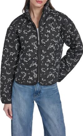 Levi's Quilted Cotton Jacket in Black W. White Floral at Nordstrom, Size X-Large