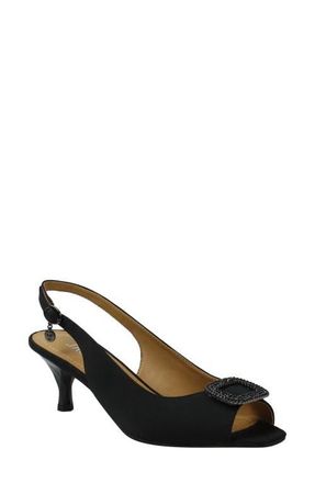 J. Rene&eacute; J.Ren&eacute;e Madeleina Slingback Sandal in Black Satin at Nordstrom, Size 5.5