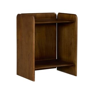 Sweeek Mesita de noche ex&oacute;tica de madera de acacia 2 niveles, nogal