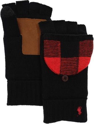 Polo Ralph Lauren Plaid Mitt Convertible Glove in Polo Black at Nordstrom