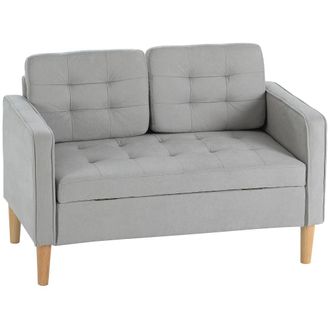 HOMCOM Sof&aacute; dos plazas 117x62x78 cm gris claro