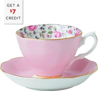 Royal Albert Rose 2Pc Teacup And Saucer Set With $7 Credit