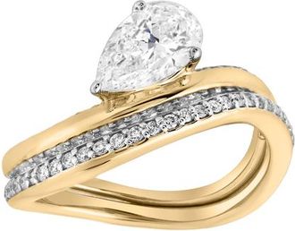 LuvMyJewelry Selena Silk Wave 2.00 Ct Pear Lab Grown Diamond Engagement Ring in 14K Yellow Gold at Nordstrom, Size 7