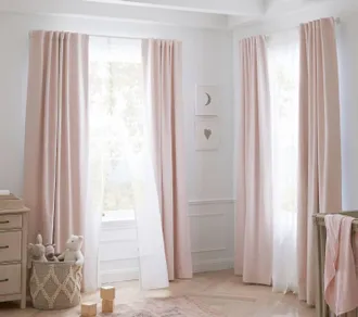 Pottery Barn Evelyn Linen Blackout Curtains - Set Of 2 In Blush