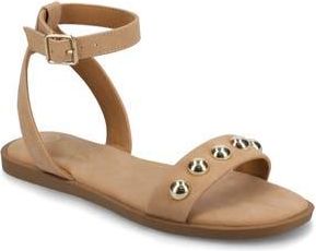 Journee Collection Primrose Studded Sandal in Tan Nubuck at Nordstrom Rack, Size 7.5