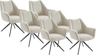 Vente-Unique Conjunto de 6 sillas con reposabrazos de tela y metal negro - Beige - KARDESA de Maison C&eacute;phy