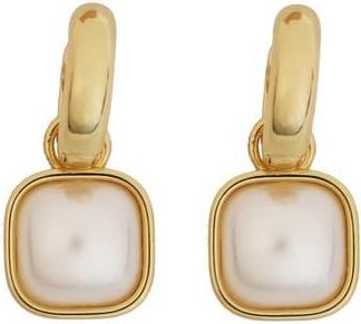 Panacea Square Faux Pearl Drop Hoop Earrings in Ivory at Nordstrom Rack