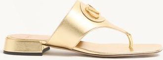 Valentino Garavani VLogo Signature Laminated Nappa Thong Sandal 20Mm Woman ANTIQUE BRASS 35.5