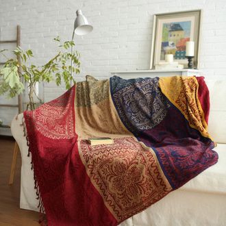 OEM Manta De Chenilla Jacquard Roja, 220 &times; 250 Cm, Estampado Tribal, Funda Decorativa Para Sof&aacute; O Cama