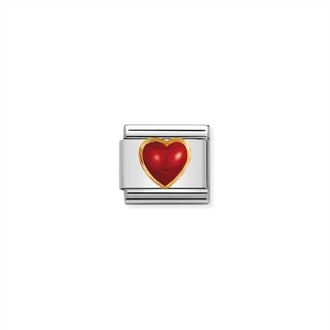 Nomination Unisex Love Composable Classic Links In Red Heart/gold/silver