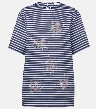 Paco Rabanne Embellished striped cotton jersey T-shirt