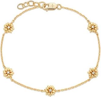 Made by Mary Cubic Zirconia Birthstone Flower Station Bracelet in Gold April at Nordstrom, Size 7