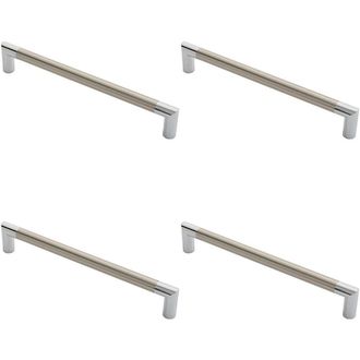 Loops 4x Larged Round Bar Mitred Door Handle 325 x 19mm Polished Chrome Satin Nickel in Metallics