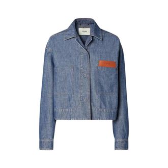 Fendi Chaqueta con parche de logo - Jackets - Mujer - Azul - S