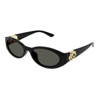 Gucci Ovale Zonnebril - Dames - Accessoires - Zwart - Maat: 56 MM Nylon