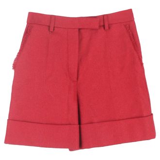 Thom Browne High-Rise Tailored Shorts in Red Wool