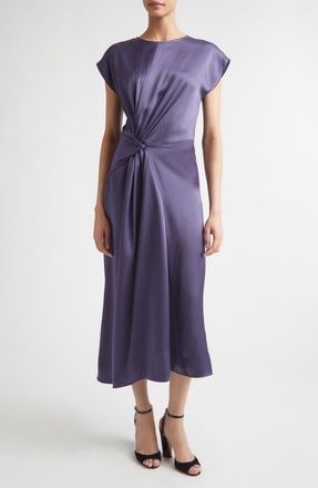 Victoria Beckham Aria Twist Waist Asymmetric Midi Dress in Eclipse at Nordstrom, Size 8 Us