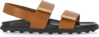 Tod's Bruine Leren Sandalen met Klittenbandsluiting - Dames - Sandalen - Bruin - 37 EU - Schoenen