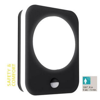 Eglo Eglo - Applique Esterno Moderna Madriz Alluminio Nero Policarbonato Bianco Led