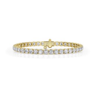 Grown Brilliance 10 Carat Round Lab Grown Diamond Tennis Bracelet in 14K Yellow Gold, Size 7 Inches, F Color, VS2 Clarity