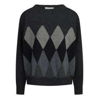Ballantyne Maglione Girocollo Argyle - - Knitwear - Donna - Grigio - XL
