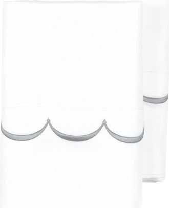Melange Home Scalloped Edge Embroidered 600 Thread Count Pillowcases in White/Grey at Nordstrom Rack, Size Standard