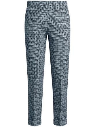 Etro floral-jacquard trousers - women - Cotton - 40 - Blue